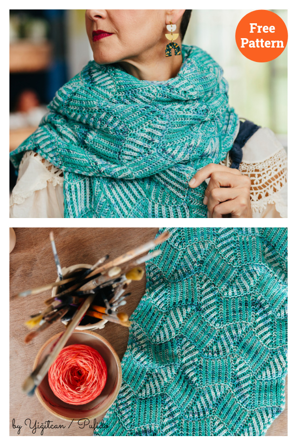 Whitecaps Wrap Free Knitting Pattern