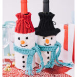 Wine-derful Time Snowman Bottle Cozies Free Knitting Pattern