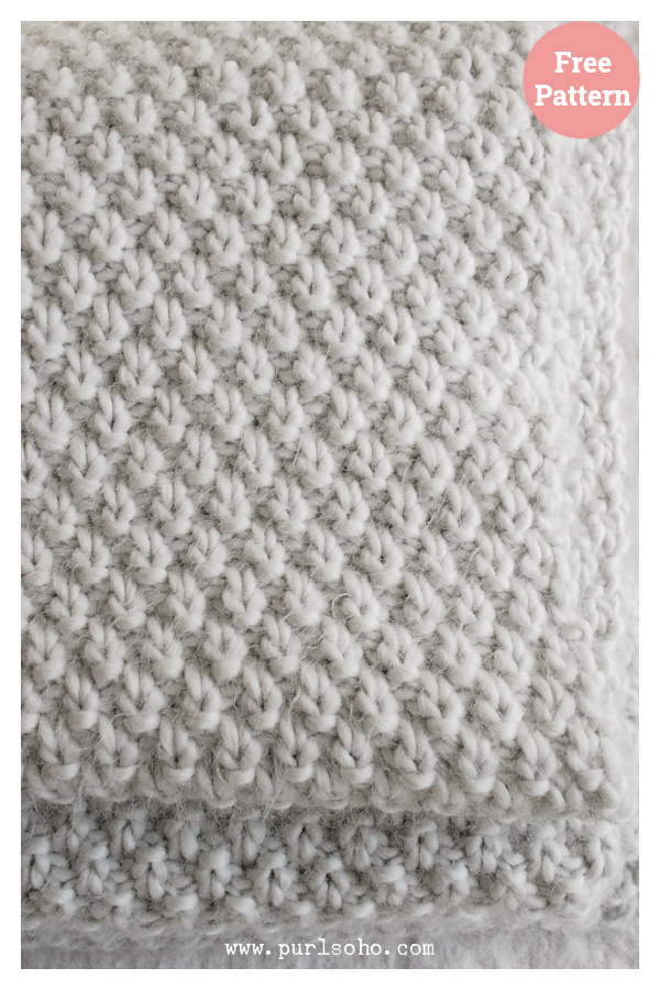 Double Seed Stitch Blanket Free Knitting Pattern