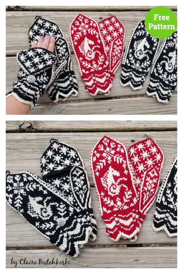 Worsted Horse Mittens Free Knitting Pattern