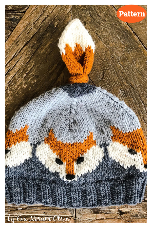 Fox Beanie Hat Knitting Pattern