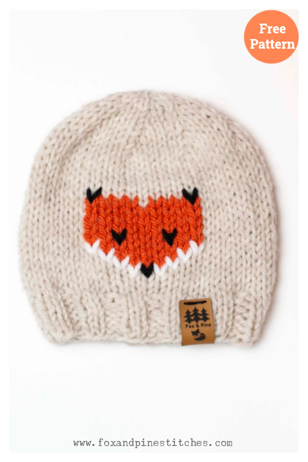 Fox Face Hat Free Knitting Pattern