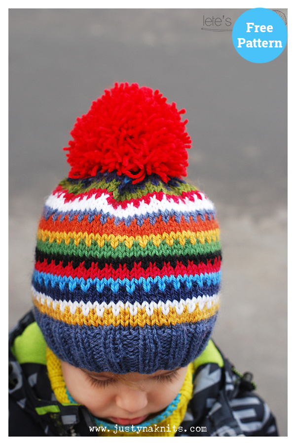 Scrappy Ski Hat Free Knitting Pattern