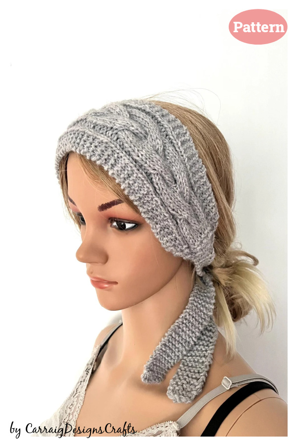 Self Tie Cable Headband Knitting Pattern