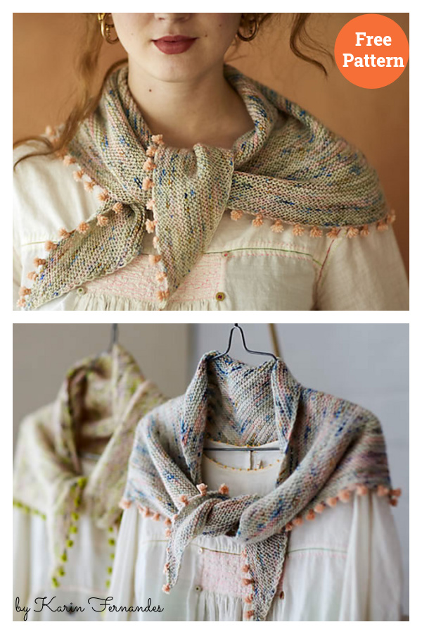 Tiny Tassels Shawlette Free Knitting Pattern