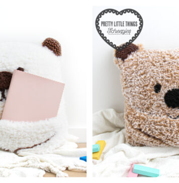 Bear Book Cushion Free Knitting Pattern