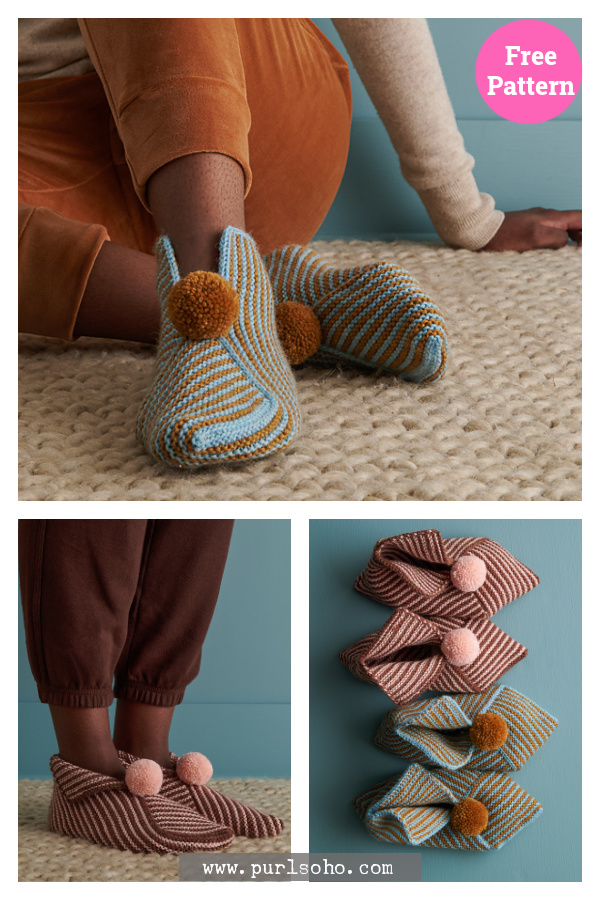 Fold Slippers Free Knitting Pattern 