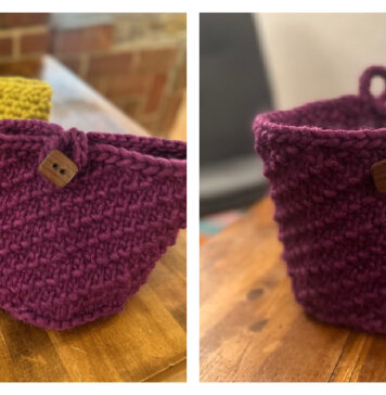 Basket with Toggle Closure Free Knitting Pattern