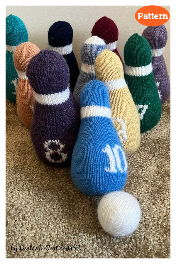 Bowling Pins and Ball Toy Knitting Pattern