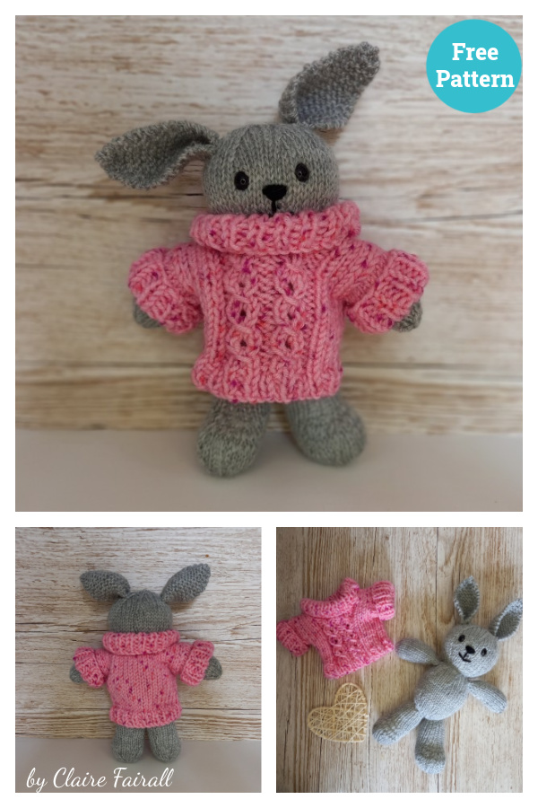 Bunny in Sweater Free Knitting Pattern