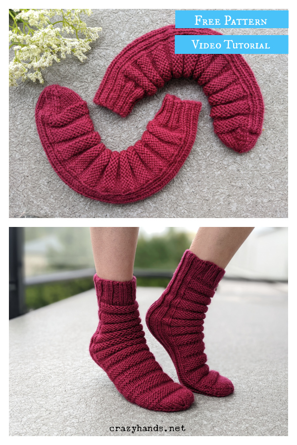 Caterpillar No-Heel Socks Free Knitting Pattern