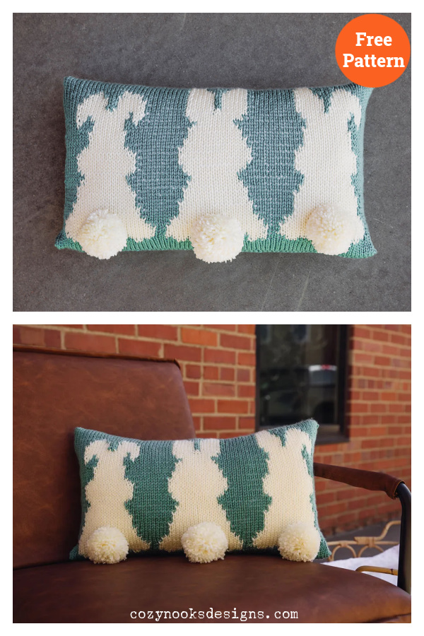 Cotton Tails Pillow Free Knitting Pattern