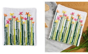 Daisy Delight Dishcloth Free Knitting Pattern