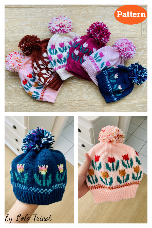Tulips Hat Knitting Pattern
