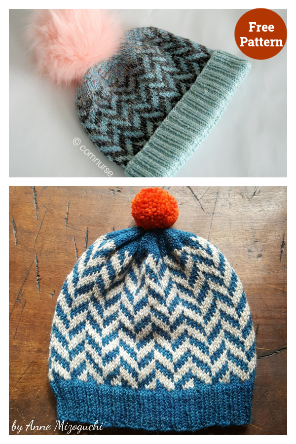 Herringbone Hat Free Knitting Pattern
