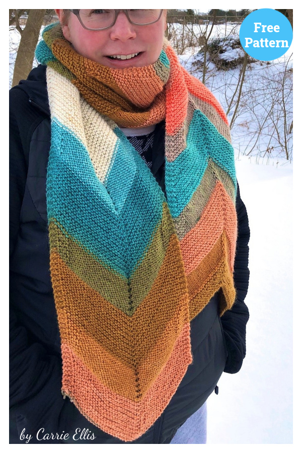 Self-Striping Chevrons Scarf Free Knitting Pattern