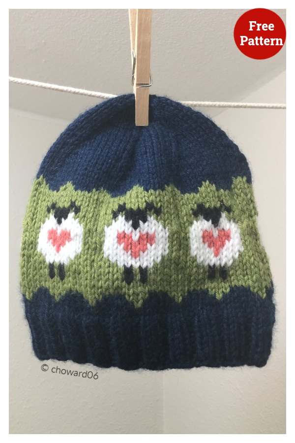 Sheep Love Hat Free Knitting Pattern