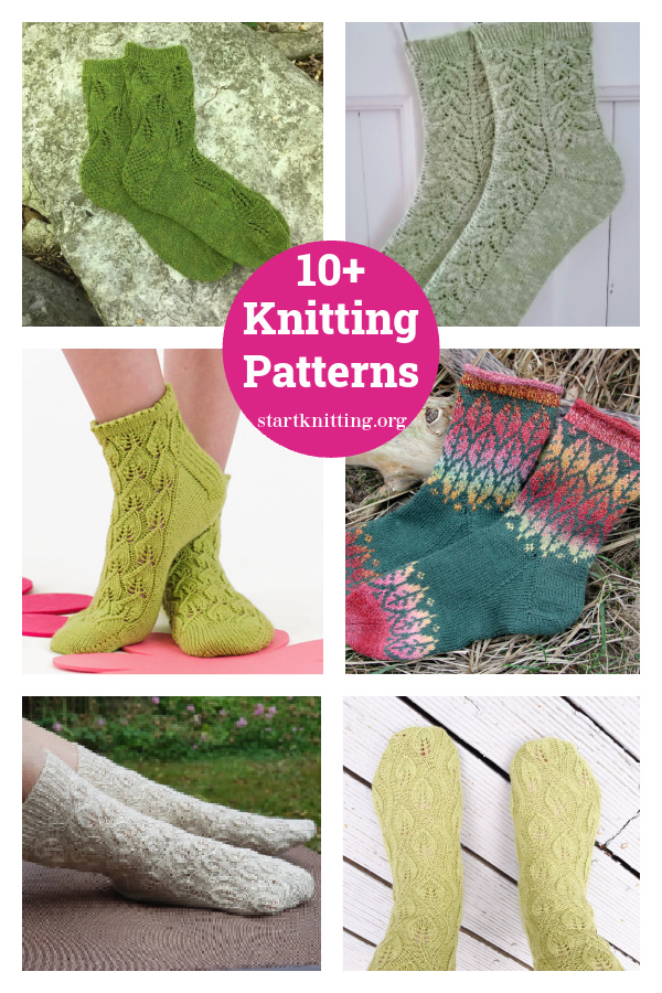 10+ Leaf Socks Knitting Patterns 