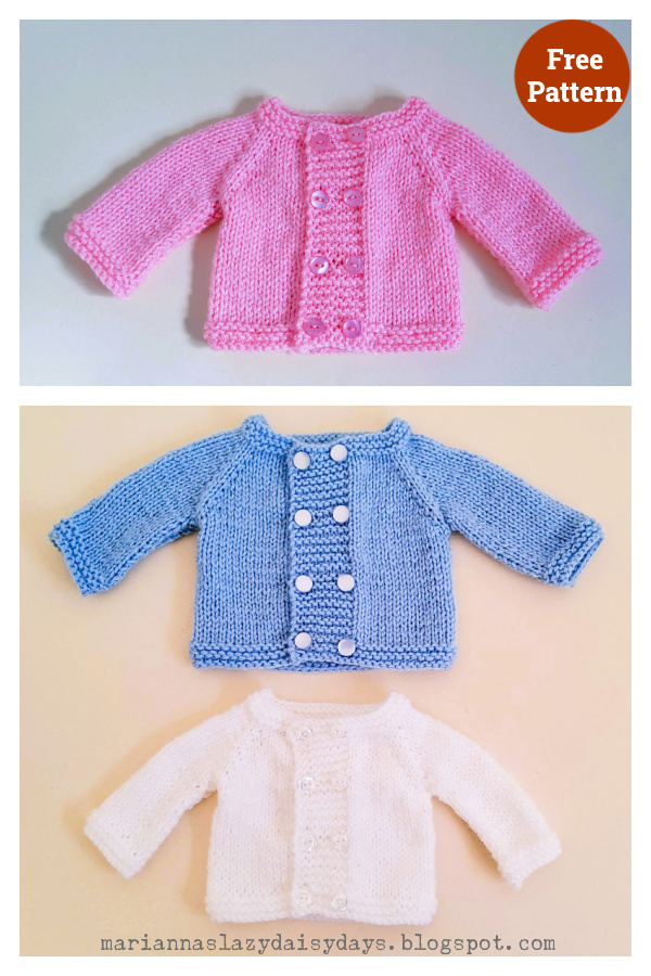 Double Breasted Baby Cardigan Free Knitting Pattern