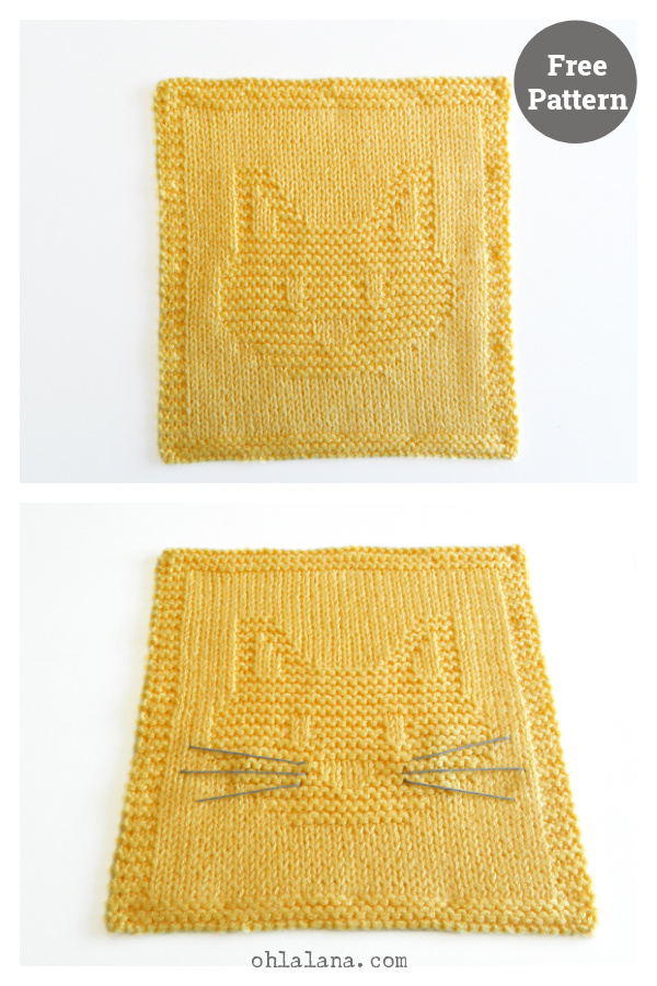 Cat Head Dishcloth Free Knitting Pattern