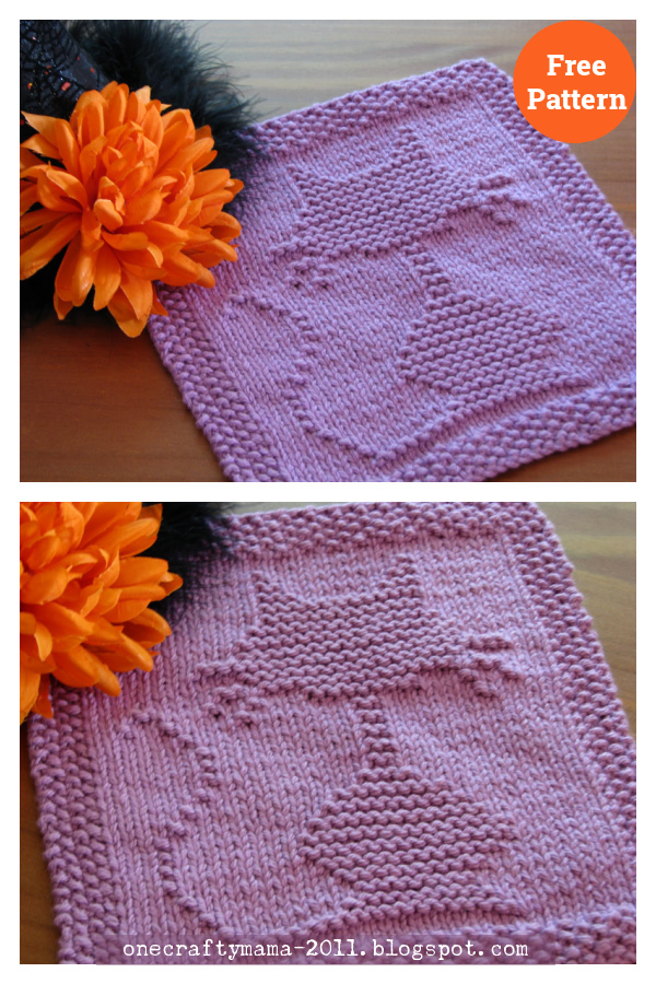 Halloween Cat Dishcloth Free Knitting Pattern