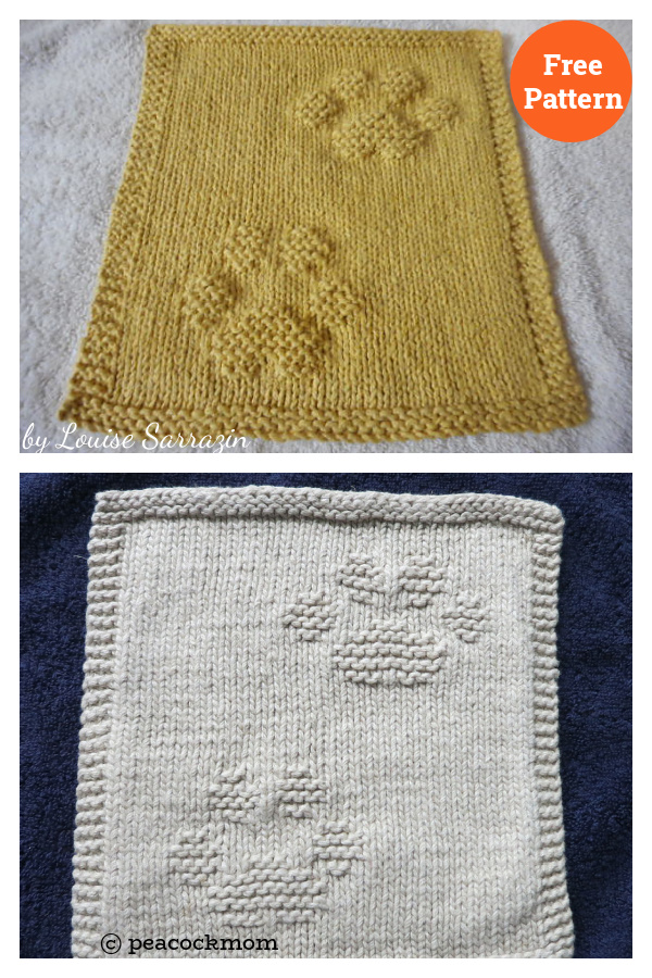 Kitty Prints Dishcloth Free Knitting Pattern