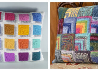 Mitered Squares Pillow Cover Free Knitting Patterns