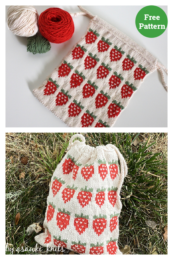 Strawberry Fields Pouch Free Knitting Pattern