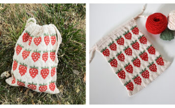 Strawberry Fields Pouch Free Knitting Pattern