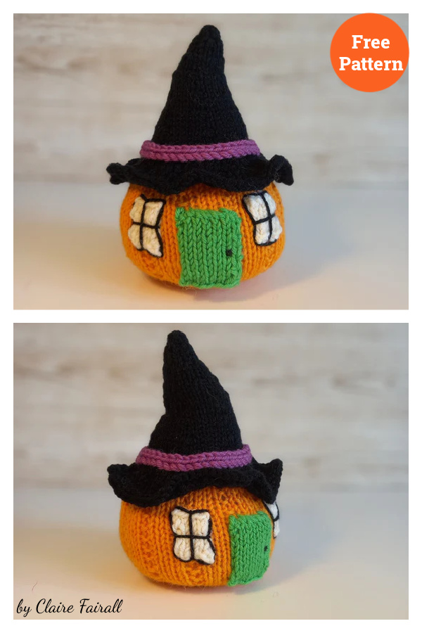 Halloween Pumpkin House Free Knitting Pattern