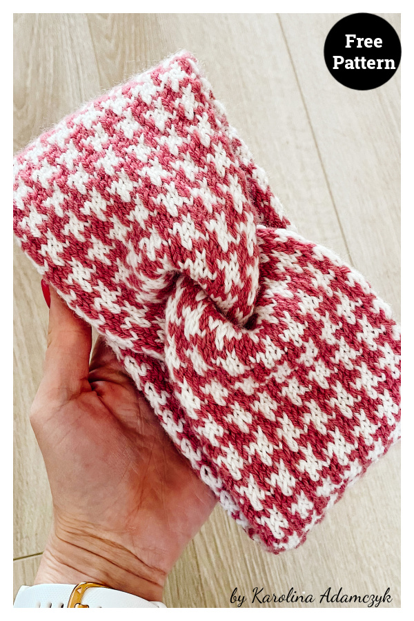 Houndstooth Headband Free Knitting Pattern