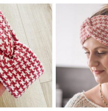Houndstooth Headband Free Knitting Pattern