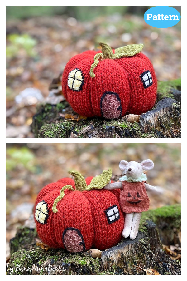 Pumpkin House for Maileg Mouse Knitting Pattern