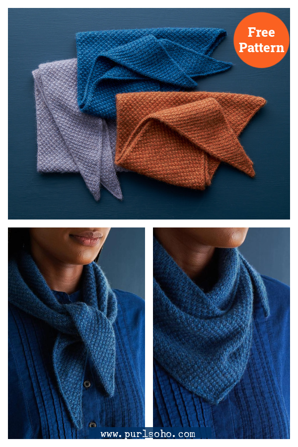 Cloudberry Bandana Scarf Free Knitting Pattern