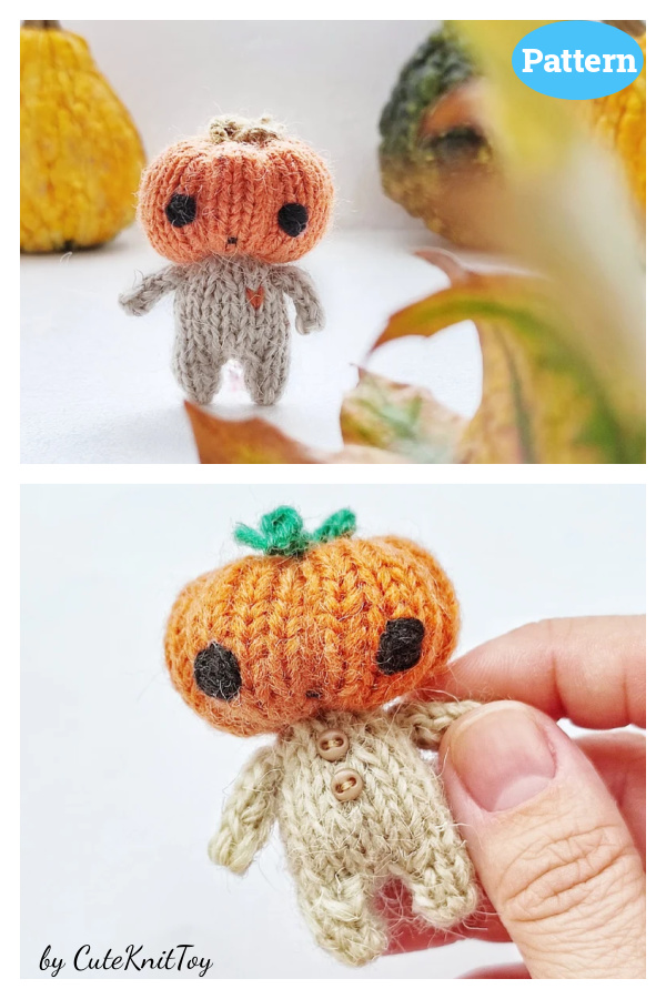 Pumpkin Head Mini Doll Knitting Pattern