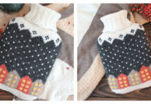 Snowfall Town Hot Water Bottle Cover Free Knitting Pattern