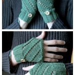 Diagonal Eyelet Hand Warmers Free Knitting Pattern