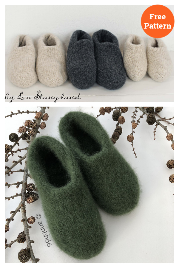 Double Slippers Free Knitting Pattern
