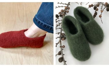 Double Slippers Free Knitting Pattern
