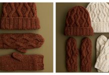Fox Trail Hat and Mittens Set Free Knitting Pattern