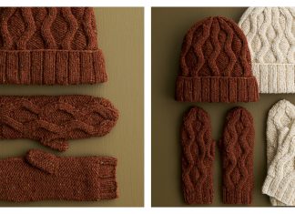 Fox Trail Hat and Mittens Set Free Knitting Pattern