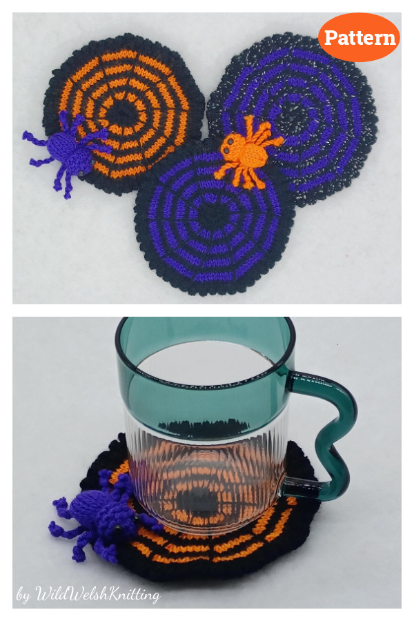 Spooky Spider Web Coasters Knitting Pattern