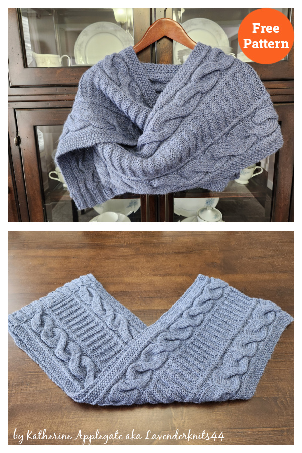 Blue Carlton Cabled Scarf Free Knitting Pattern