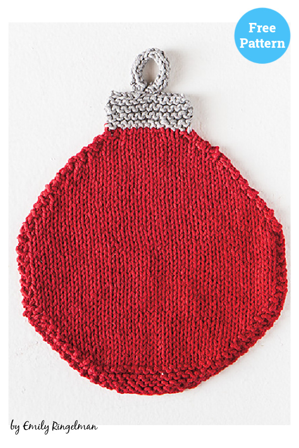 Christmas Bauble Washcloth Free Knitting Pattern