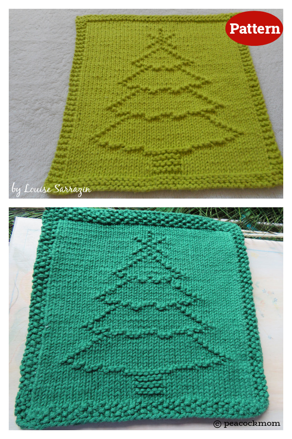 Classic Christmas Tree Dishcloth Knitting Pattern