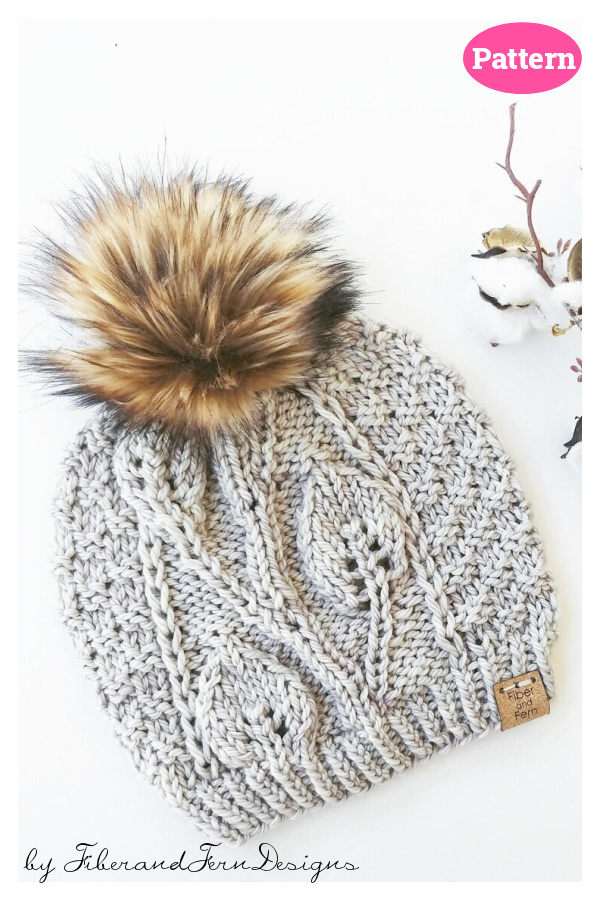 Classic Trailing Leaf Motif Hat Knitting Pattern