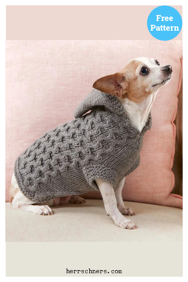 Dog Honeycomb Hoodie Free Knitting Pattern
