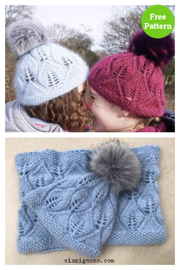 Floating Leaves Beanie Free Knitting Pattern
