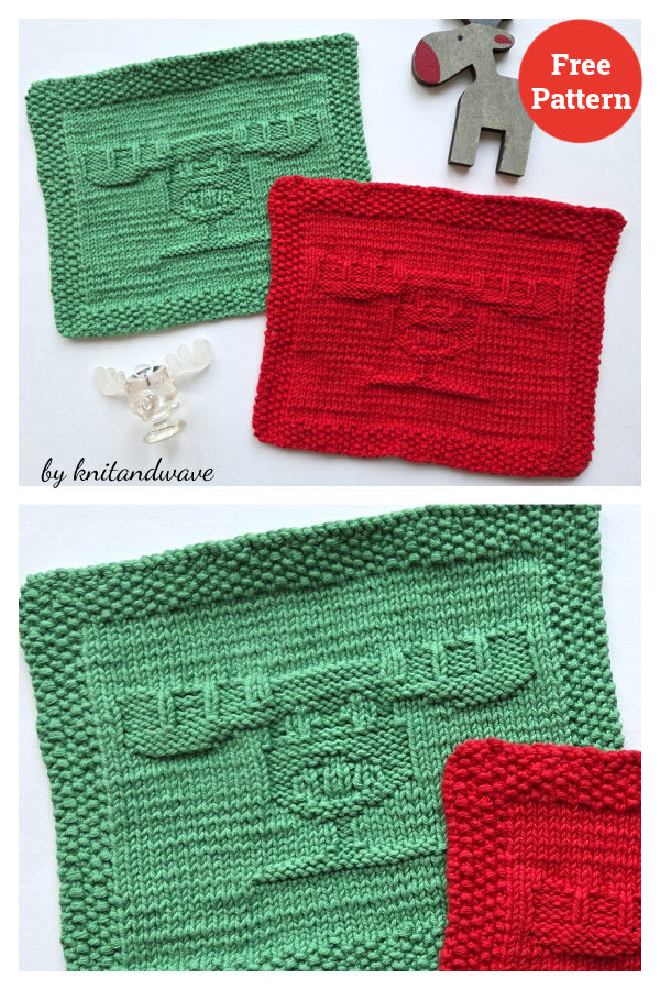 Moose Mug Dishcloth Free Knitting Pattern