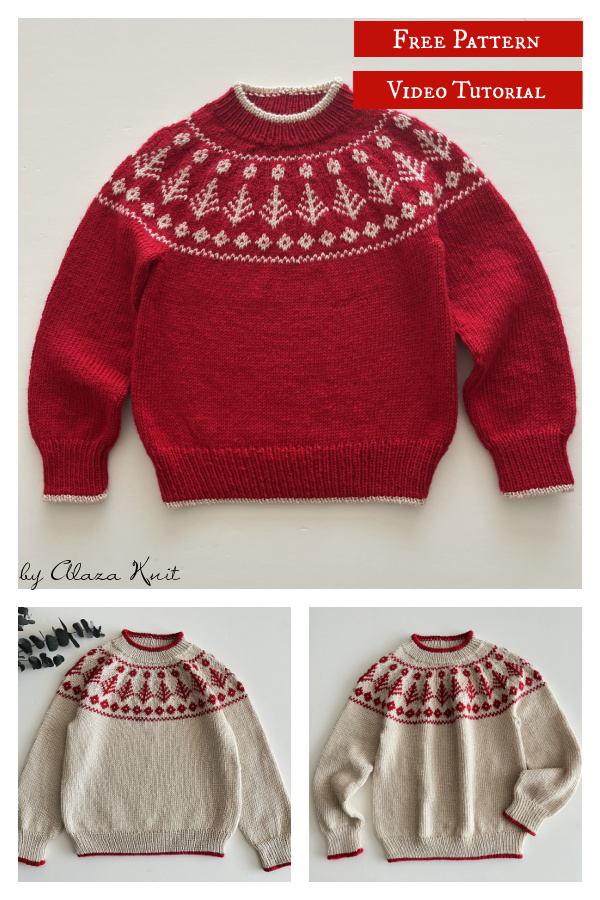 Pine Kids Sweater Free Knitting Pattern and Video Tutorial